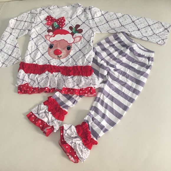 Christmas cute pants set long sleeve top - Picture 4 of 8